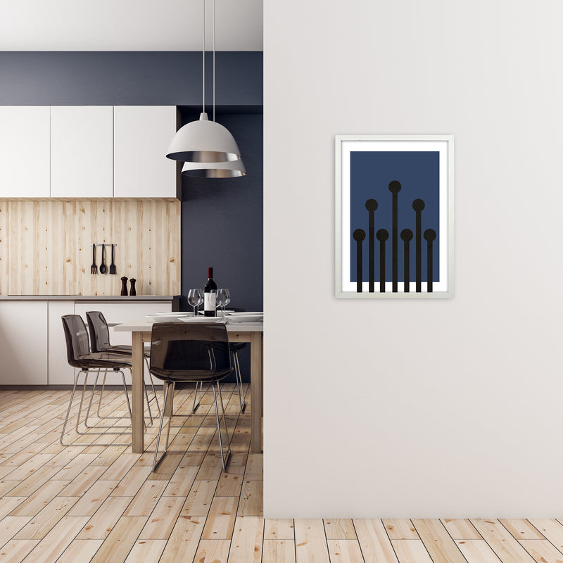 Black and Blue Scandinavian Art A2 Oak Frame