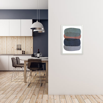 Earth Tones Soft Abstract Shapes A2 Oak Frame