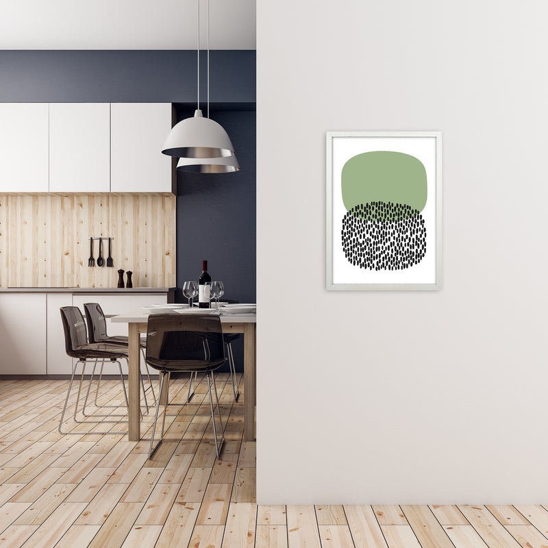Green and Black Abstract Original A2 Oak Frame
