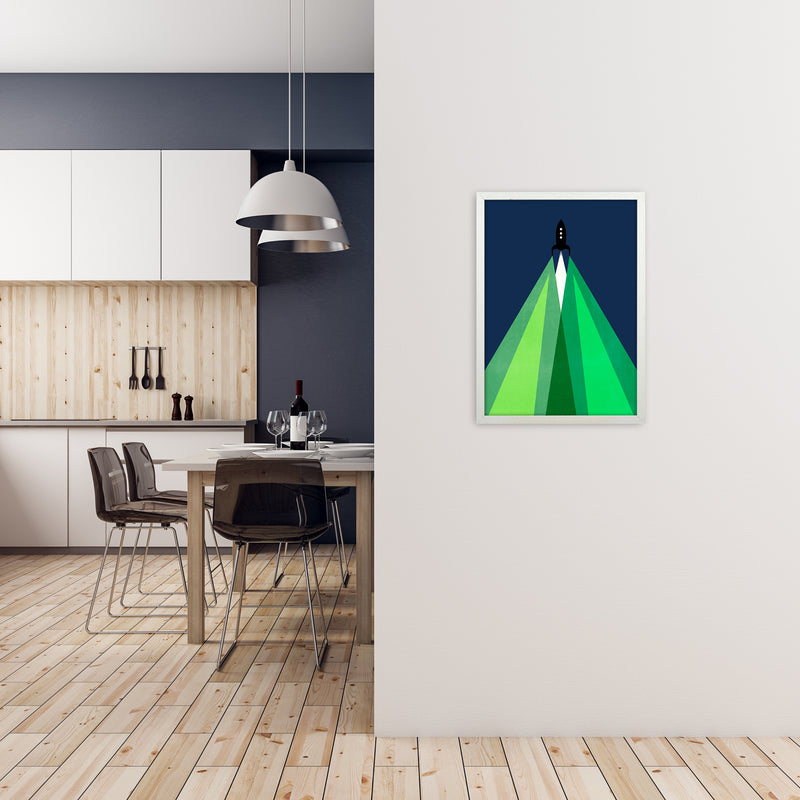 Green and Blue Kids Rocket A2 Oak Frame