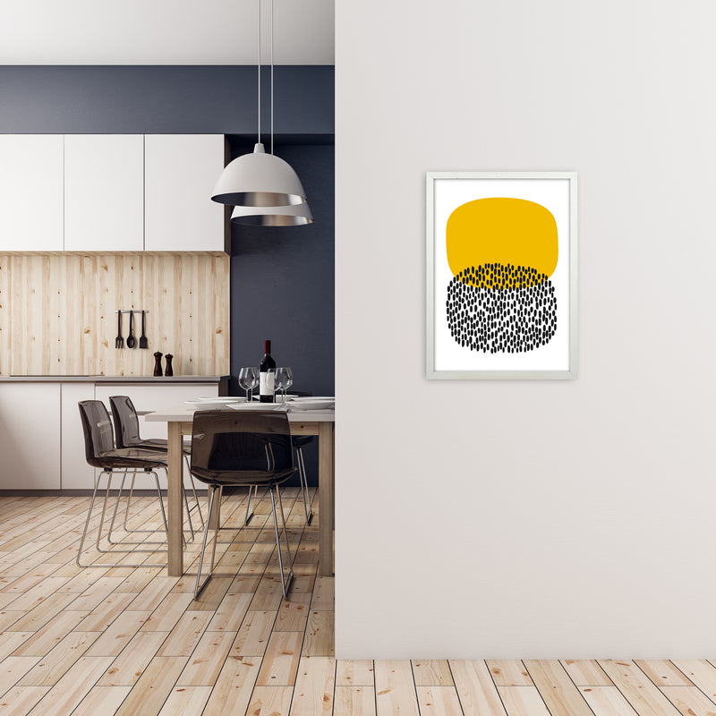 Yellow and Black Dots Original A2 Oak Frame