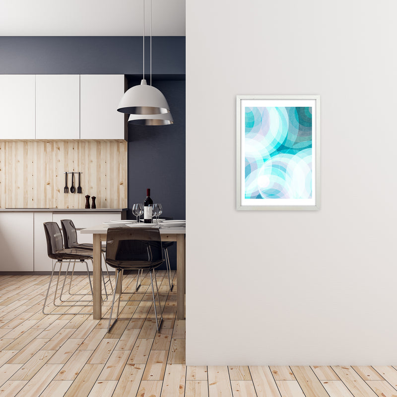 Colorful Purple and Blue Abstract A2 Oak Frame