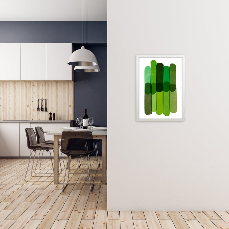 Green Abstract Wall Art Prints A2 Oak Frame