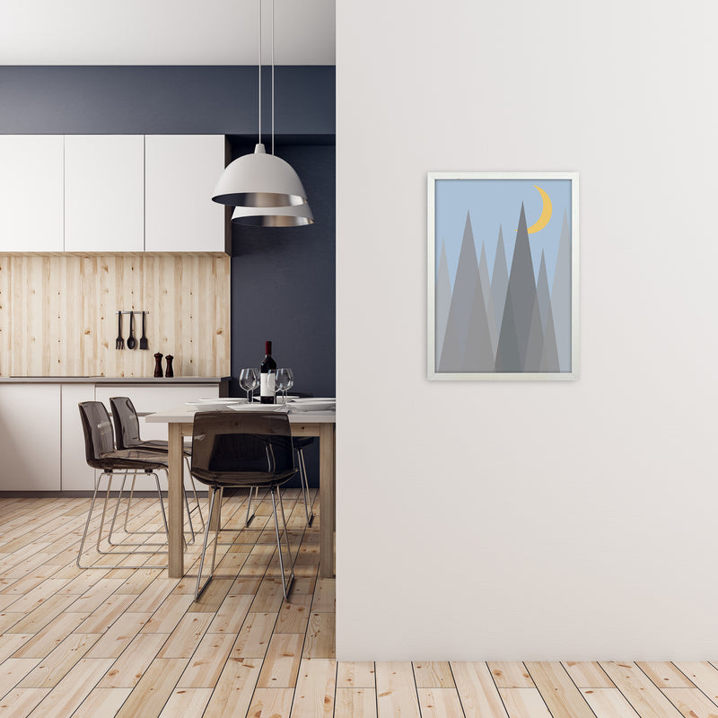 Day and Night Nursery Mid Century Modern Art Prints Night B A2 Oak Frame