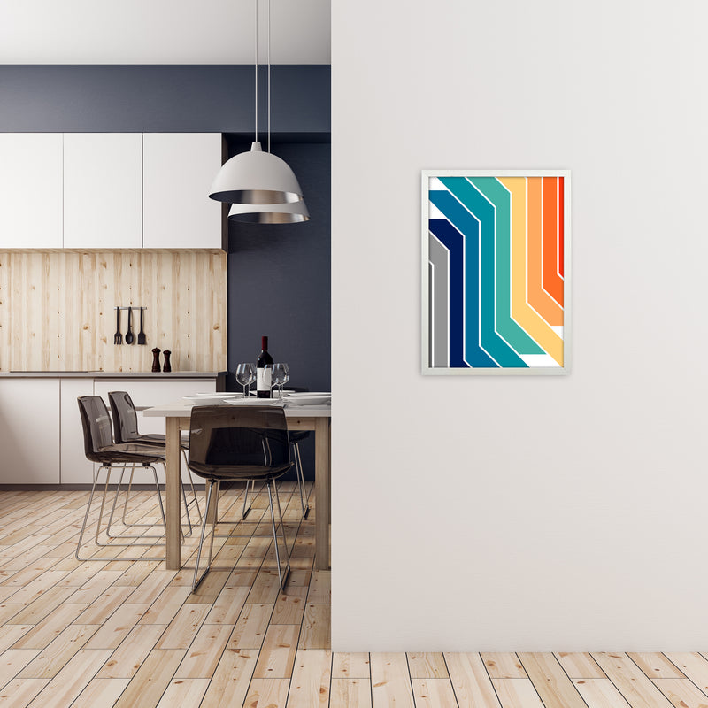 Modern Rainbow Stripes B A2 Oak Frame
