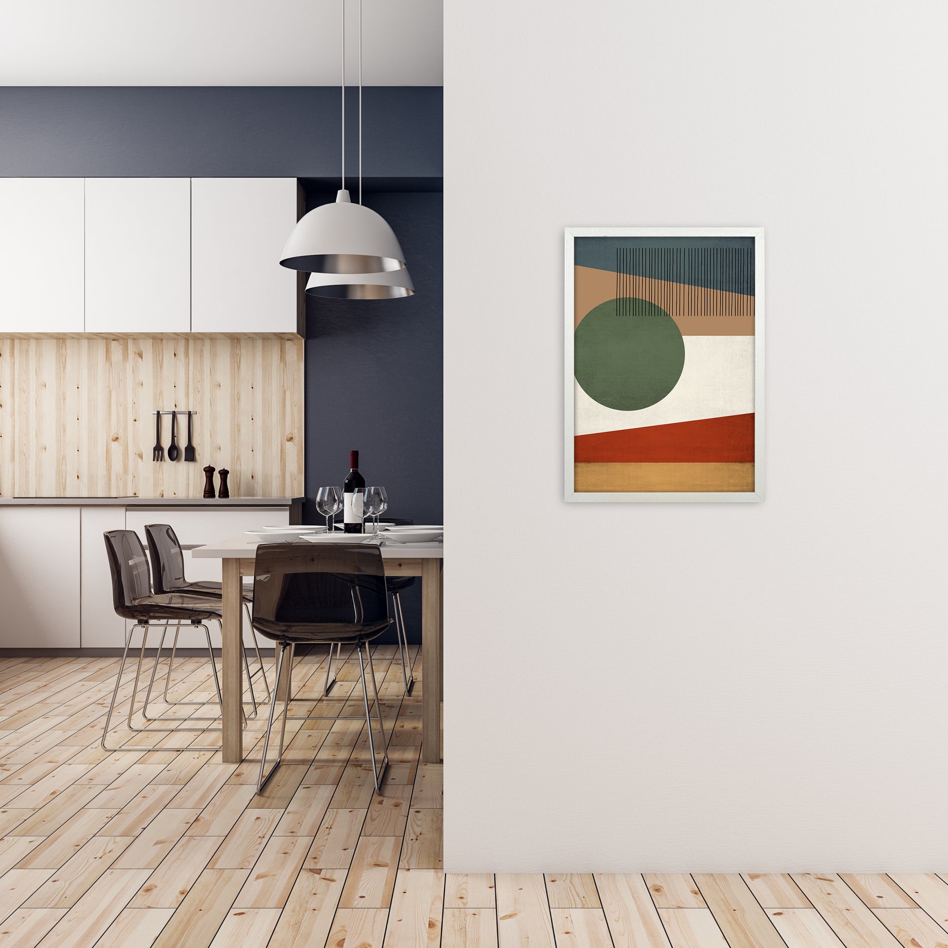 Abstract Earth Tone Prints A A2 Oak Frame