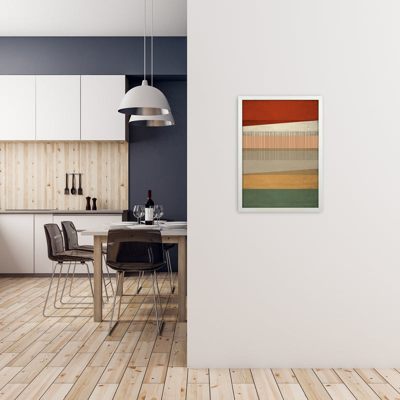Abstract Earth Tone Prints B A2 Oak Frame