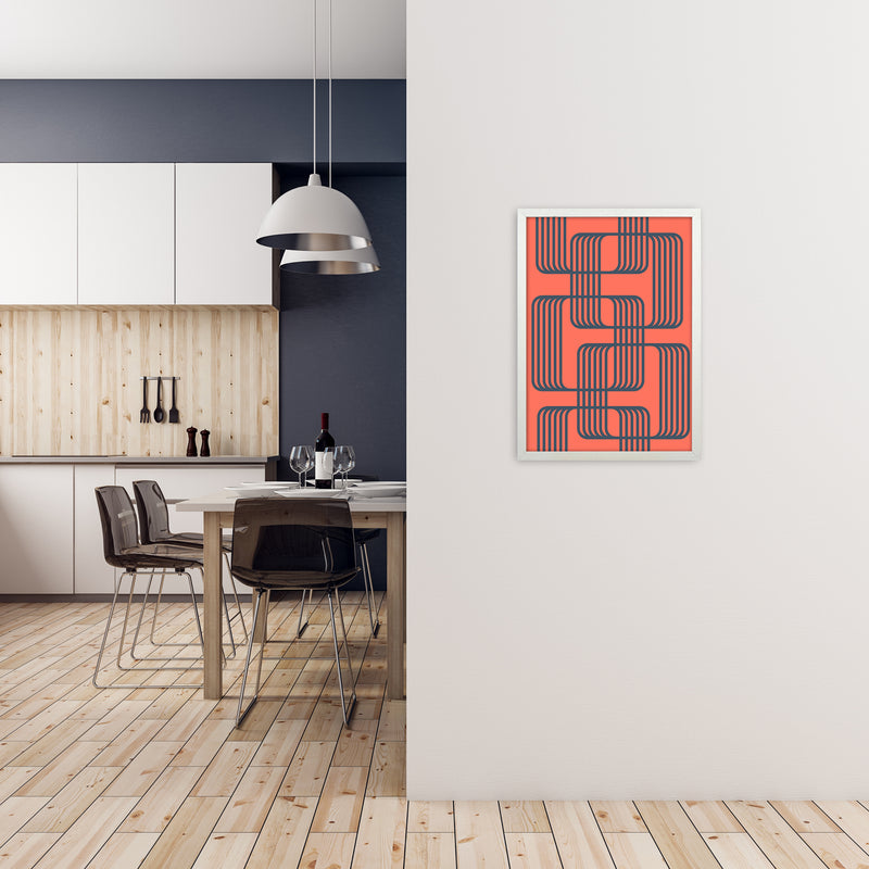 Blue and Red Geometric Wall Art Print B A2 Oak Frame