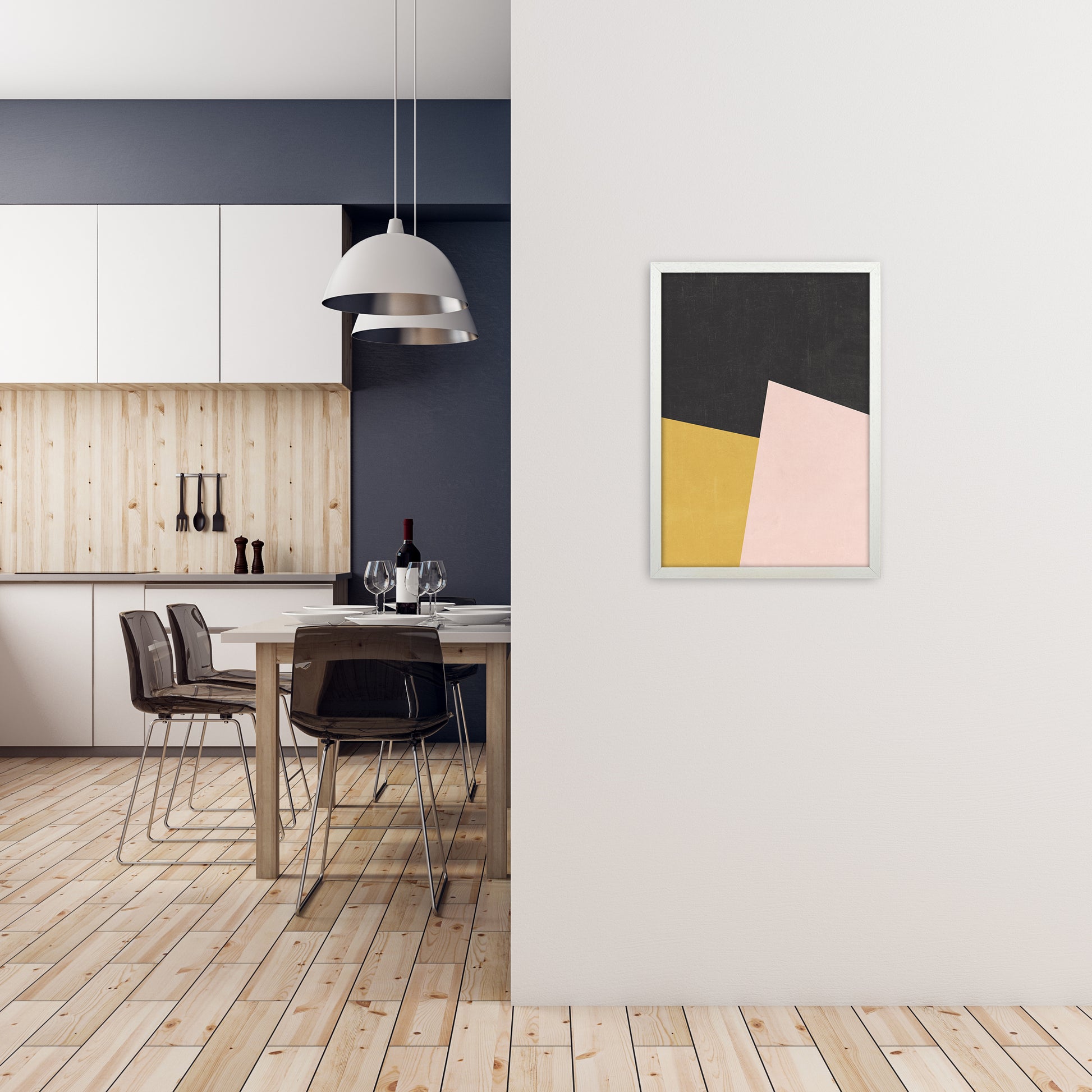 Colour Block Art Print B A2 Oak Frame