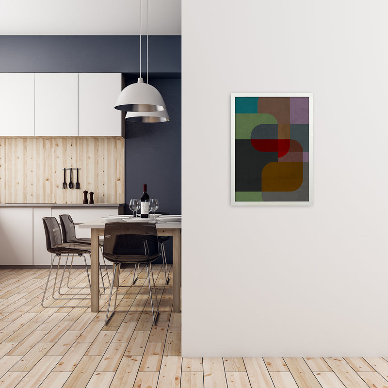 Dark Colourful Abstract Print B A2 Oak Frame