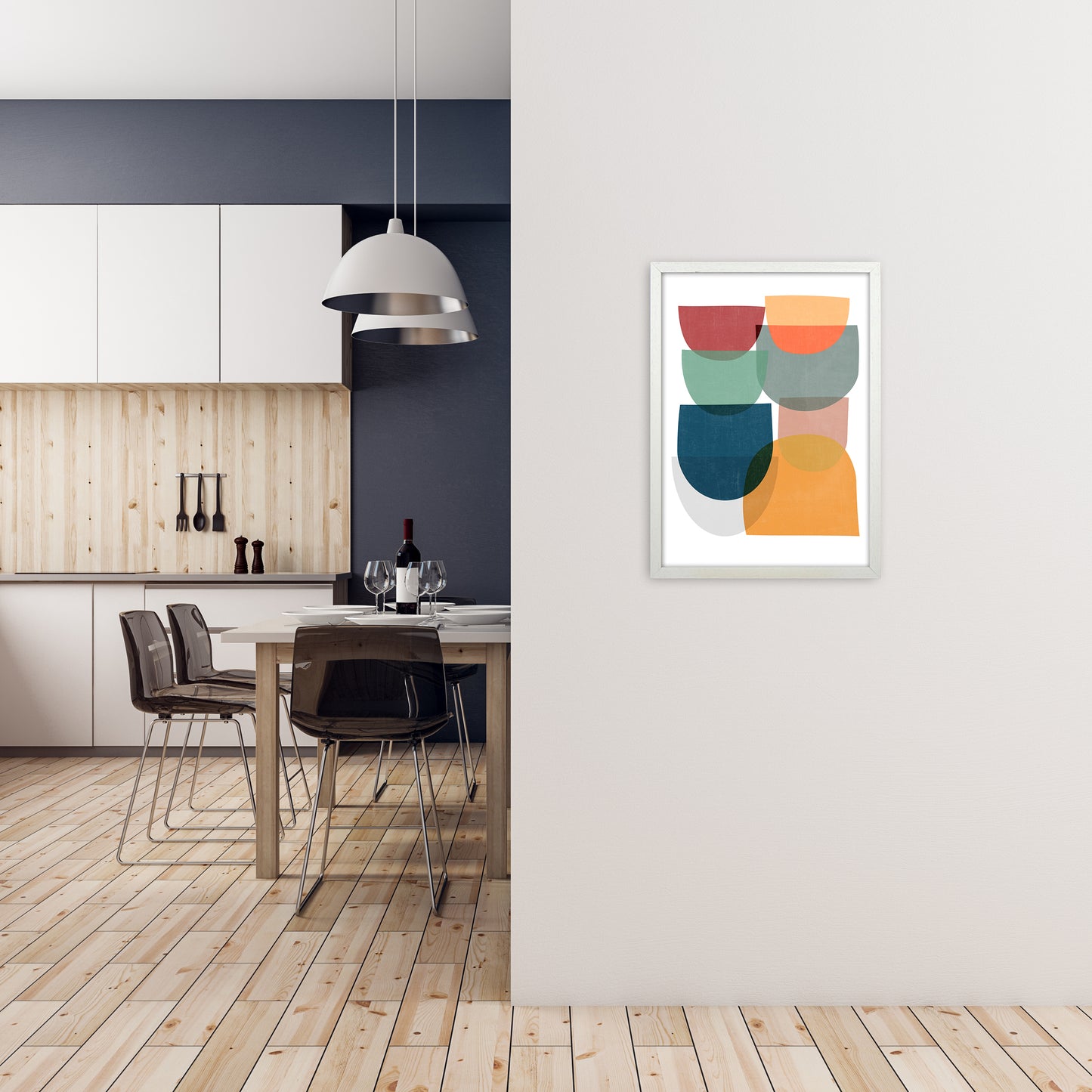 Mid Century Modern Colour B A2 Oak Frame