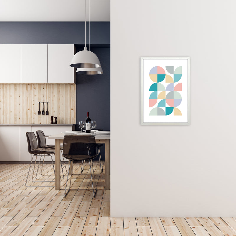 Abstract Pastel Nursery Print A A2 Oak Frame