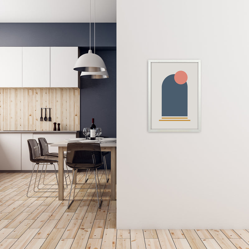 Mid Century Modern Prints on Grey F A2 Oak Frame