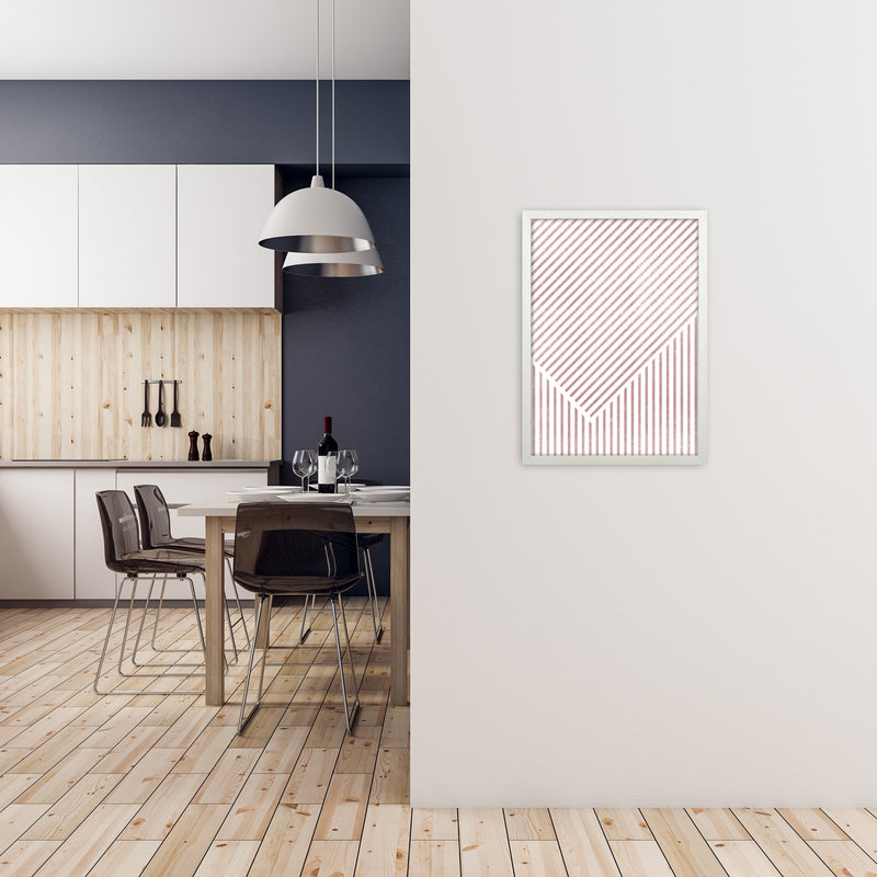 Set of Red Lines Modern Art B A2 Oak Frame