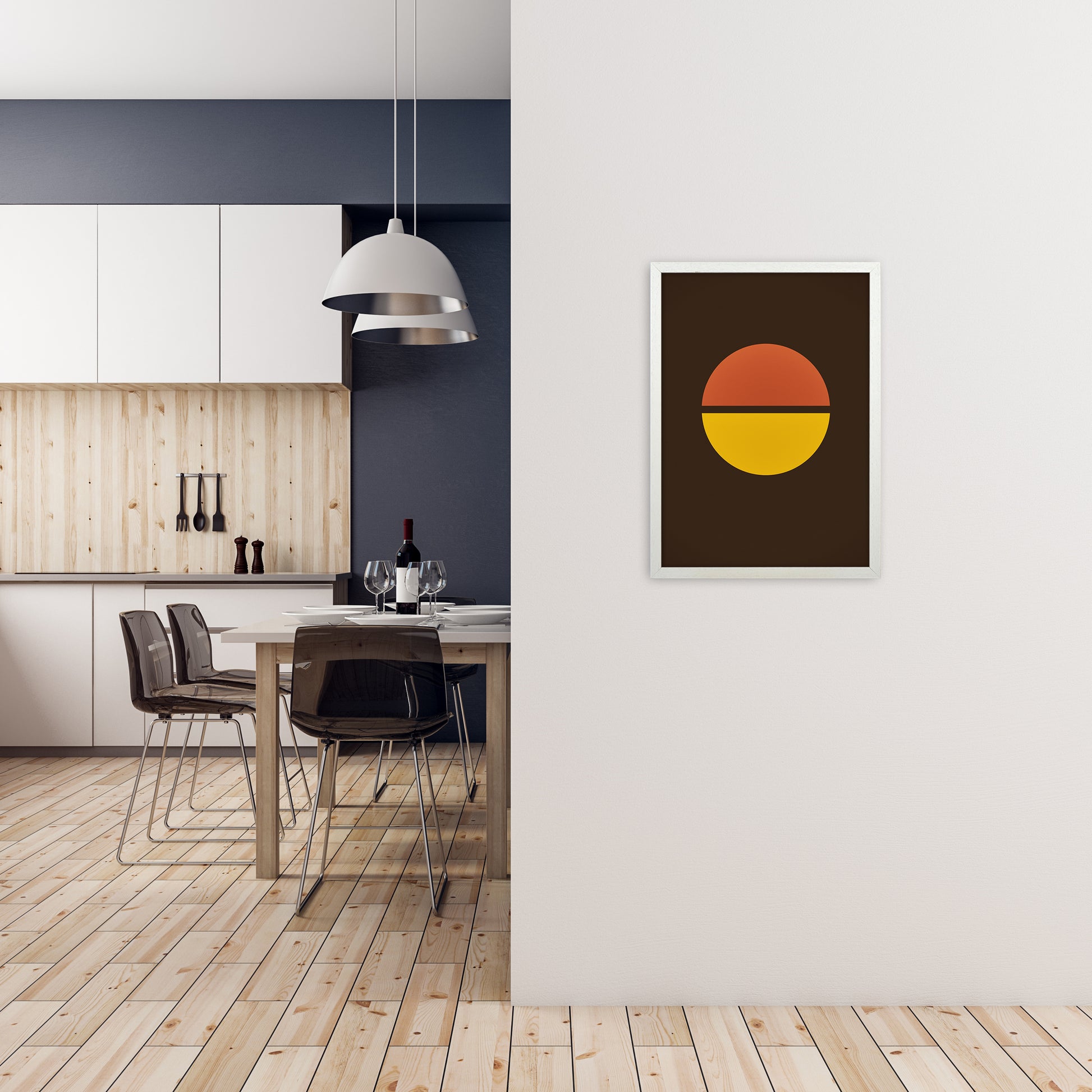 Set of Retro 70s Prints B A2 Oak Frame