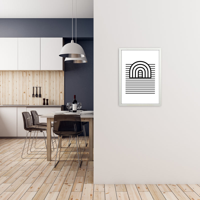 3D Rainbow and Lines Original Abstract Art Print by Print Punk Studio A2 Oak Frame