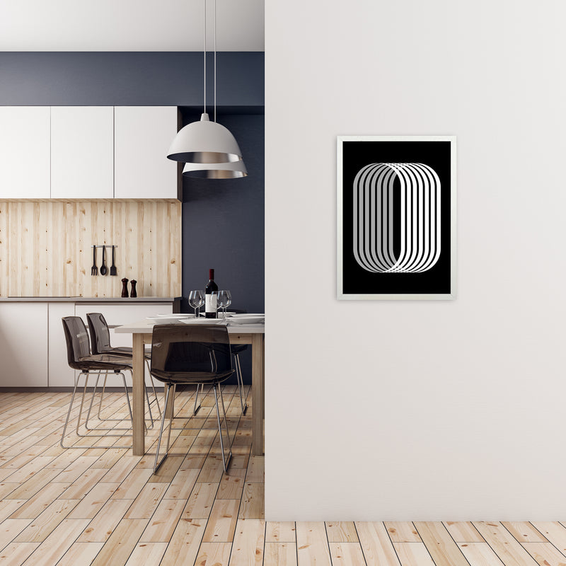 Abstract Modern Black and White Shape Original A2 Oak Frame