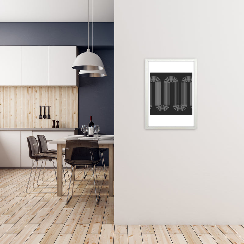 Black and White Line Art A2 Oak Frame