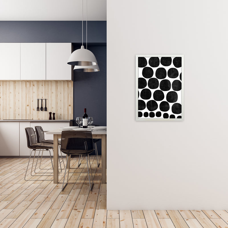Black Grunge Circles Original A2 Oak Frame