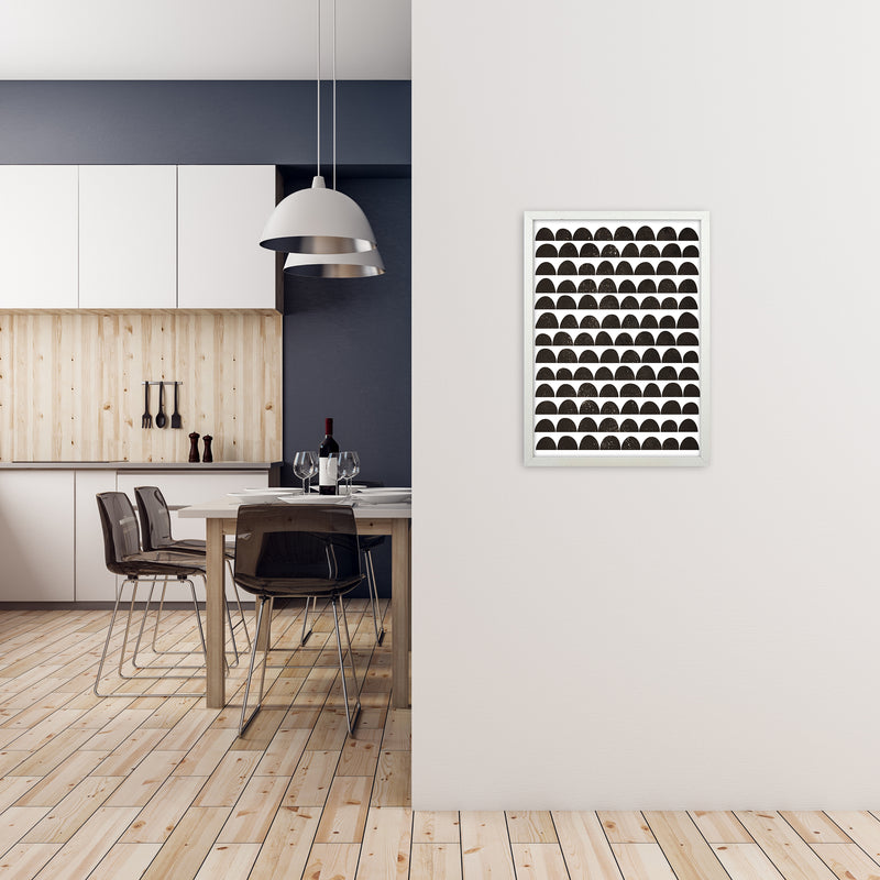 Half Moon Black Texture Original A2 Oak Frame