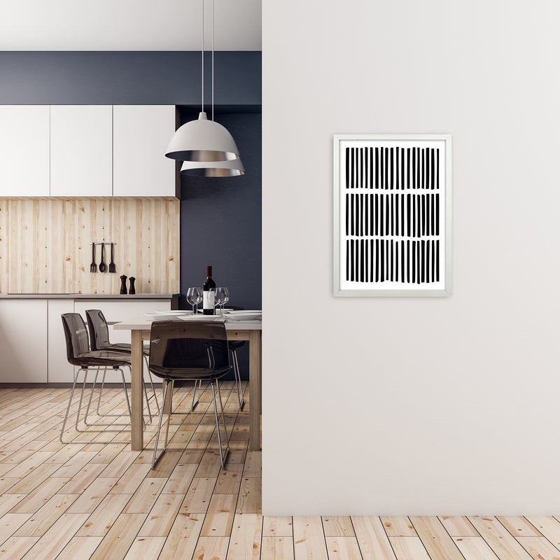 Scandi Black and White Lines A2 Oak Frame