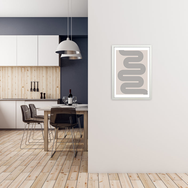 Twisty Lines Neutral Original A2 Oak Frame