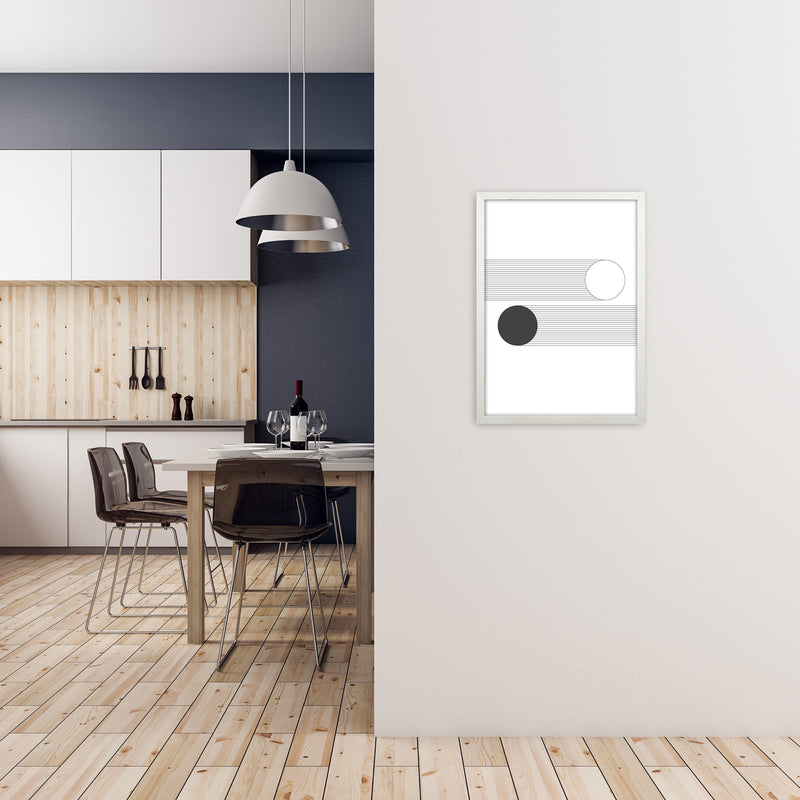 Mid Century Bauhaus Abstract Black and White A2 Oak Frame