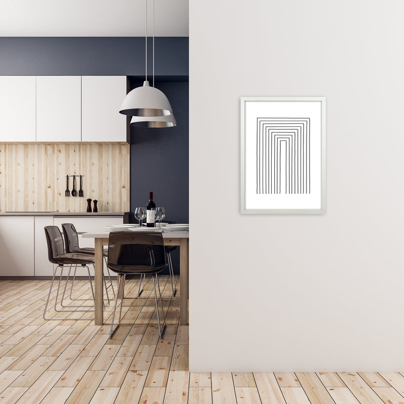 Geometric Set of 2 Black and White  Print A A2 Oak Frame
