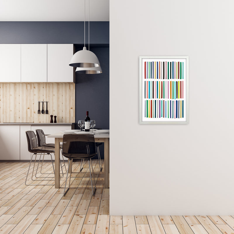 Scandinavian Multicolour Lines Original A2 Oak Frame