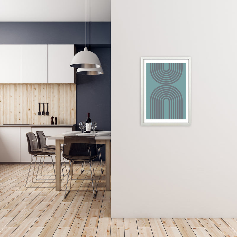 Grey and Blue Modern Rainbow A2 Oak Frame