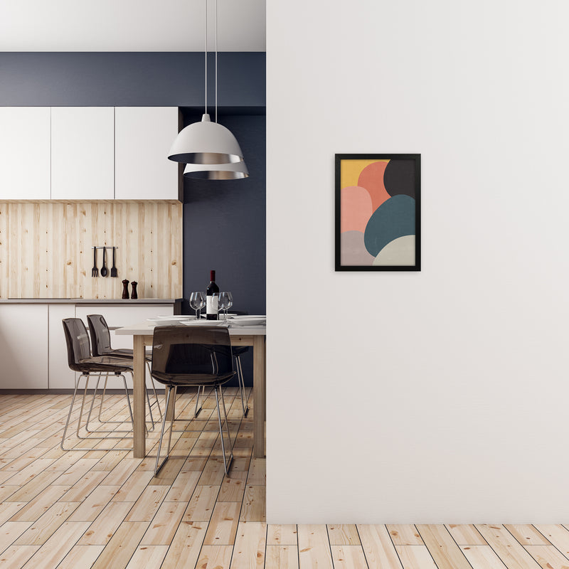Colorful Abstract Shapes Original A3 White Frame