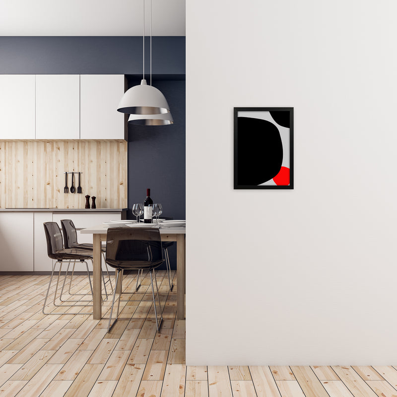 Abstract Black Shapes with Red Original A Art Print by Print Punk Studio A3 White Frame