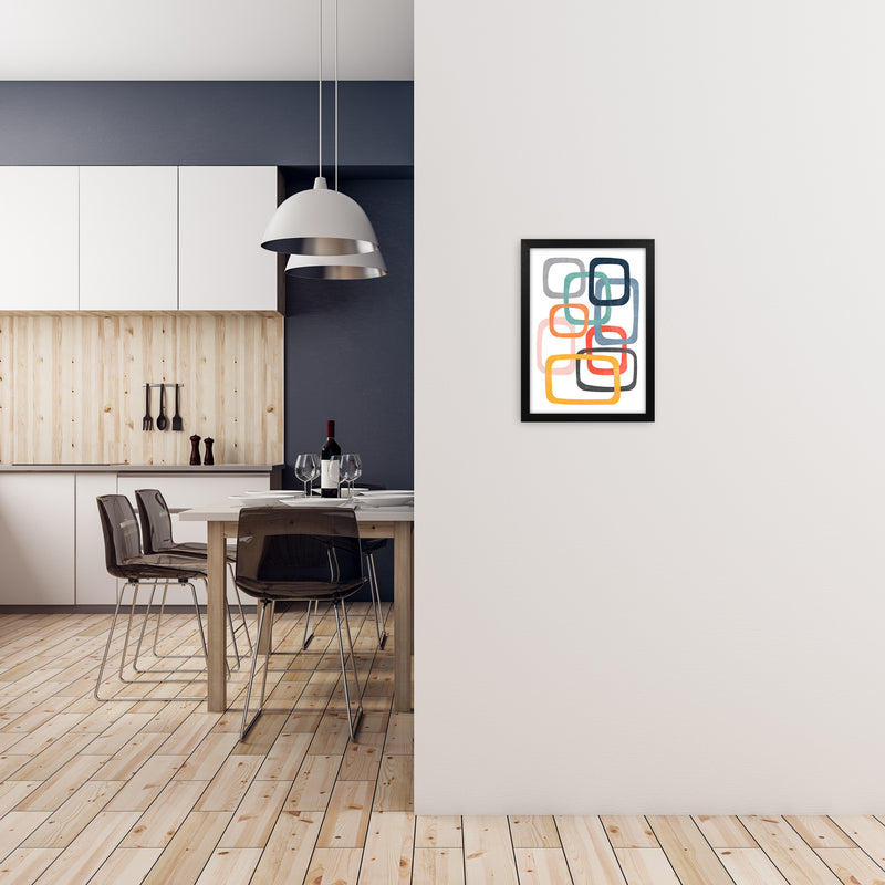 Abstract Mid Modern Pair A A3 White Frame