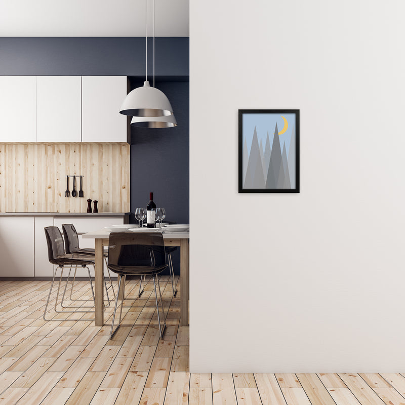 Day and Night Nursery Mid Century Modern Art Prints Night B A3 White Frame