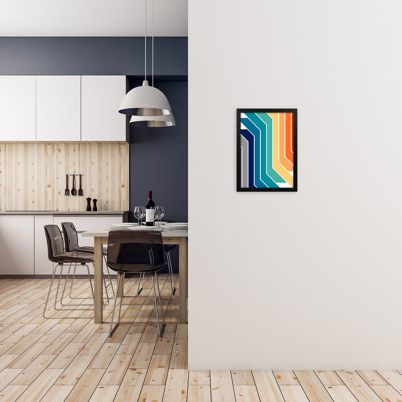 Modern Rainbow Stripes B A3 White Frame