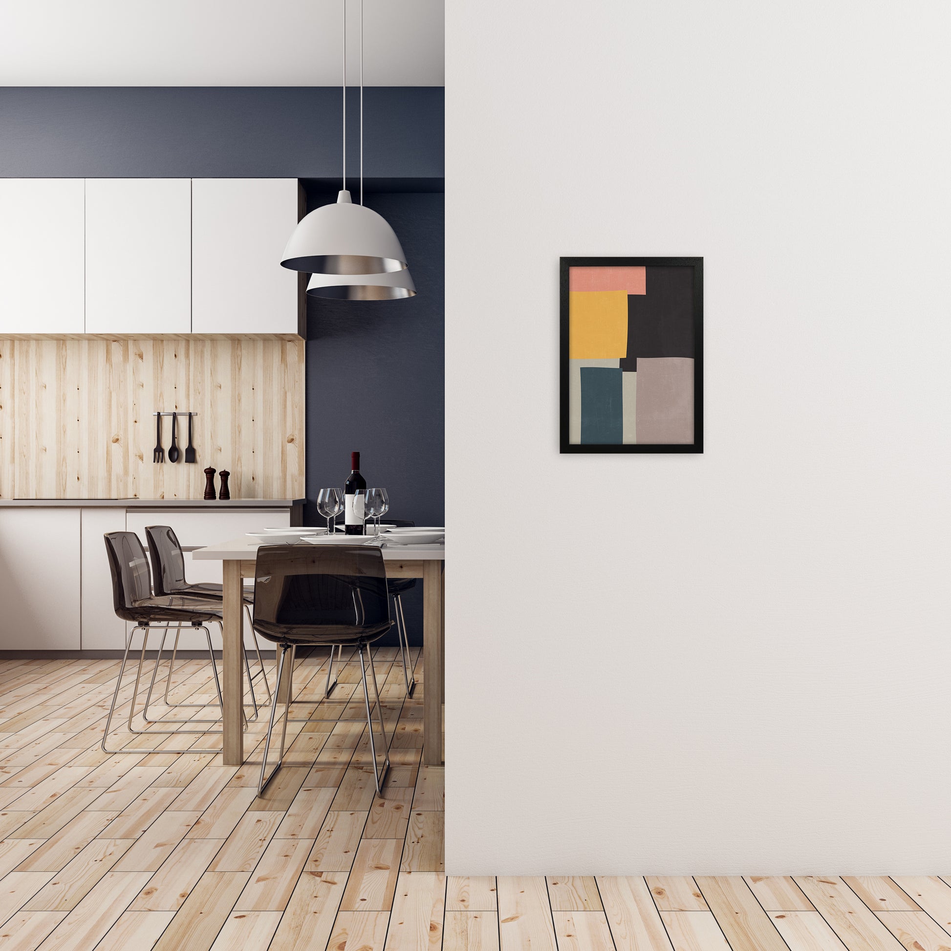 Colour Block Art Print A A3 White Frame