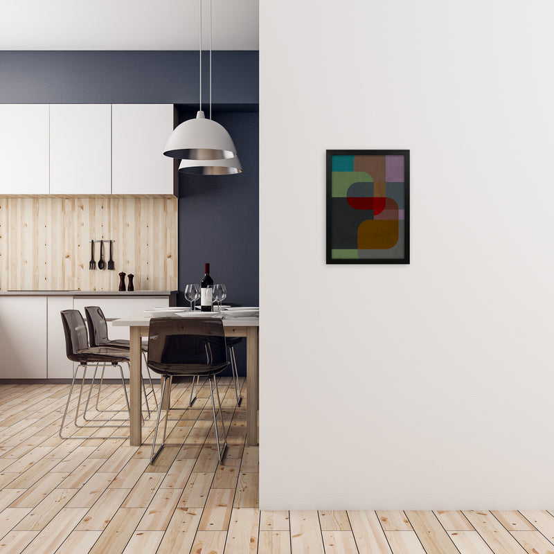 Dark Colourful Abstract Print B A3 White Frame