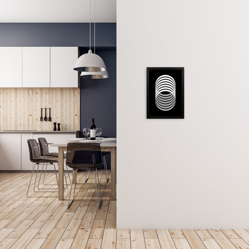 Abstract Modern Back and White Circles Original A3 White Frame