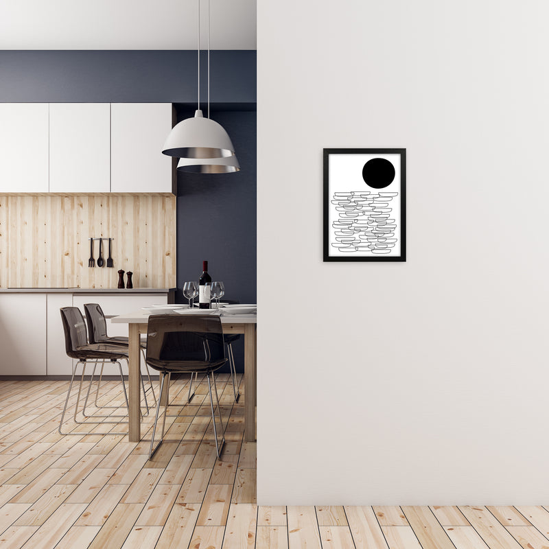 BW Abstract Landscape Original A3 White Frame