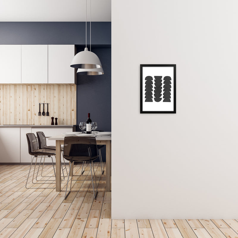 Mid Century Modern Abstract Grunge A3 White Frame
