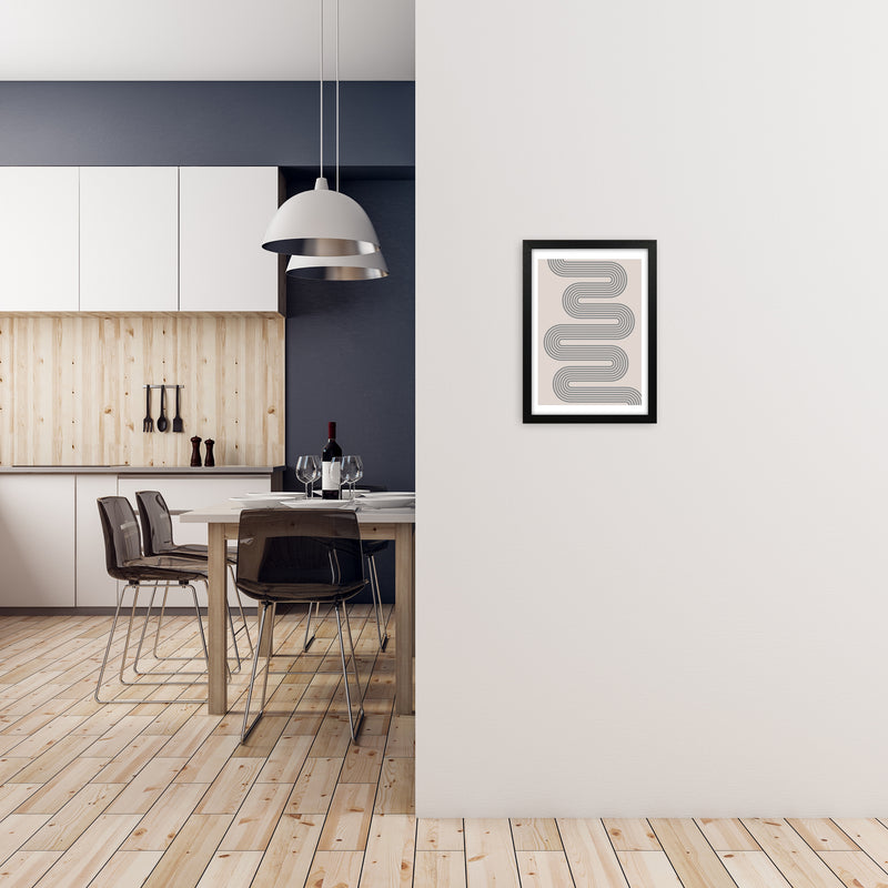 Twisty Lines Neutral Original A3 White Frame