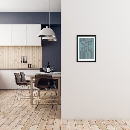Grey and Blue Modern Rainbow A3 White Frame