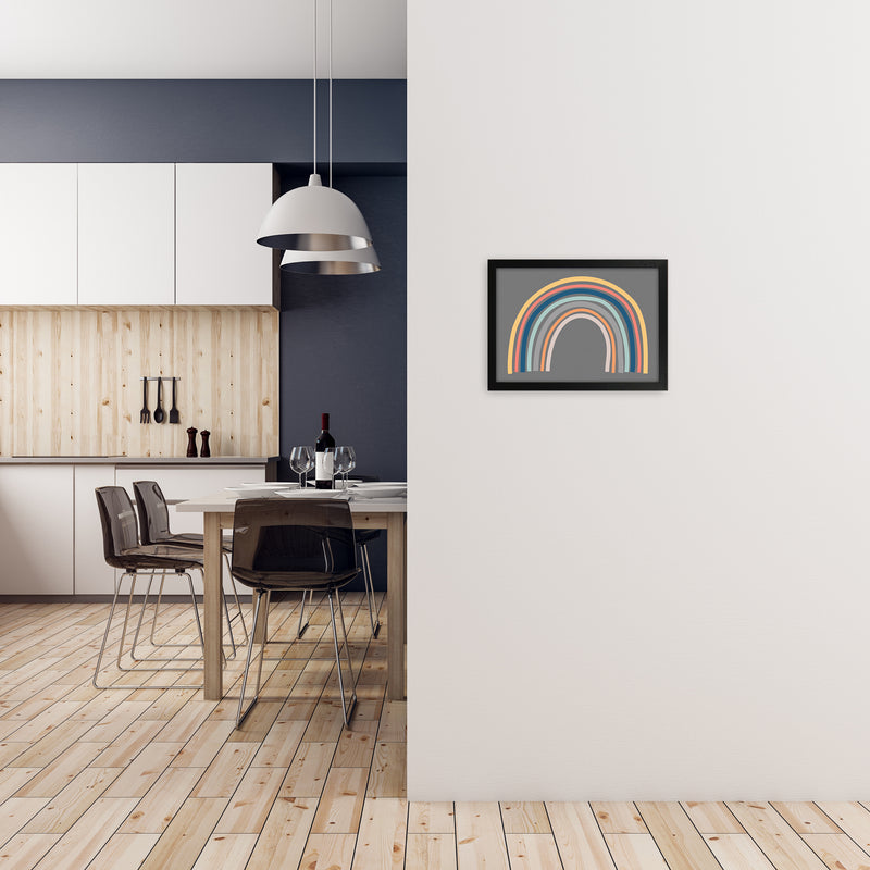 Rainbow on Gray Original A3 White Frame