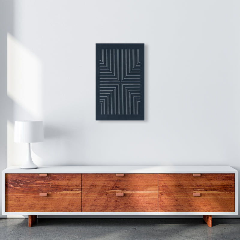Mid Century Geometric Blue Original A3 Canvas