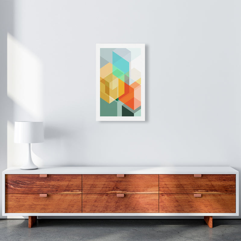 Abstract Colourful Cubes Original A3 Canvas