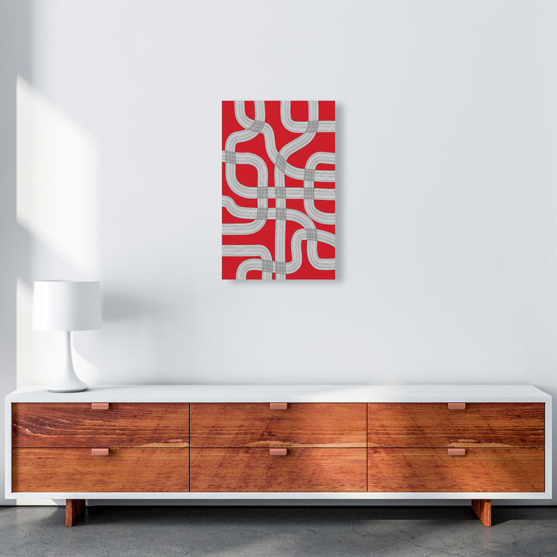 Red Black and White Abstract A3 Canvas