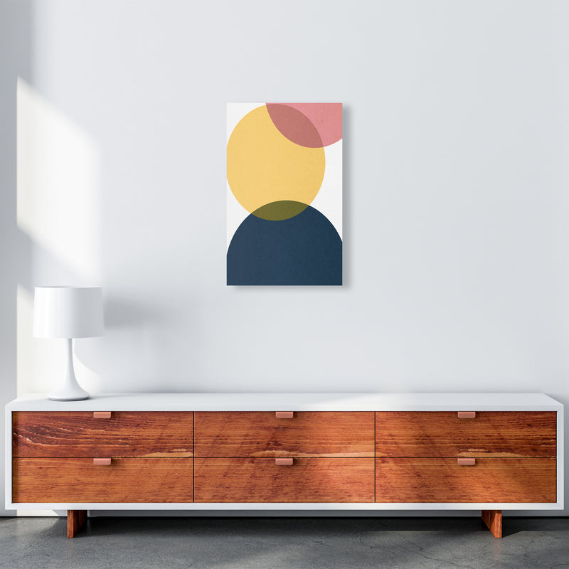 Blue Yellow Pink Pebbles Original A3 Canvas