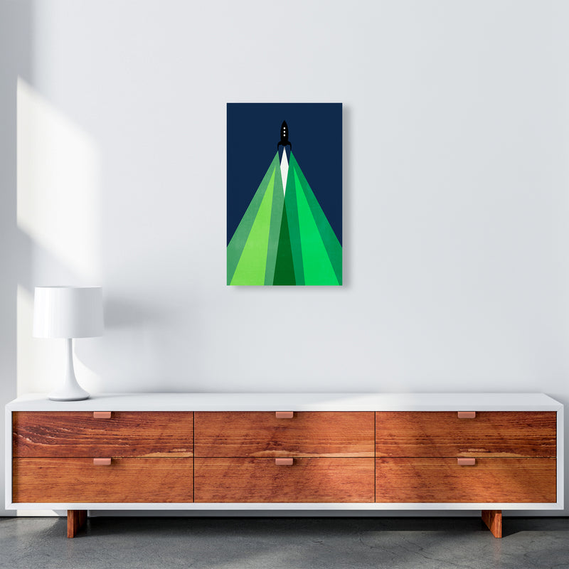 Green and Blue Kids Rocket A3 Canvas