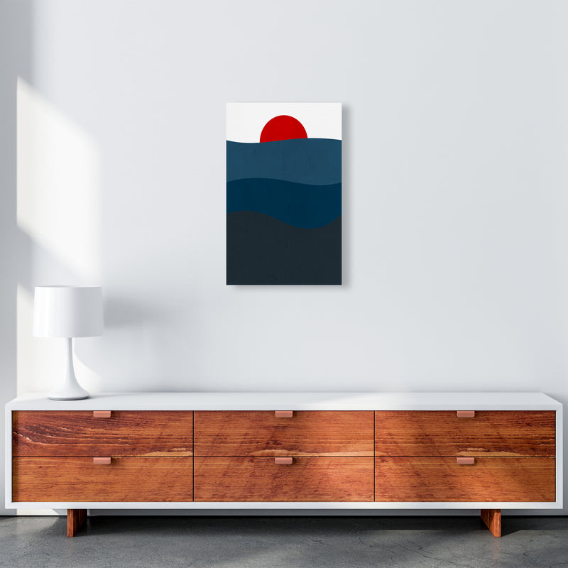 Red Blue Sunset Original A3 Canvas