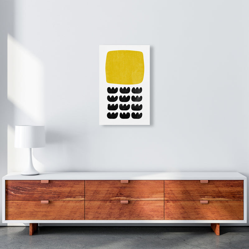 Yellow and Black Abstract Original A3 Canvas